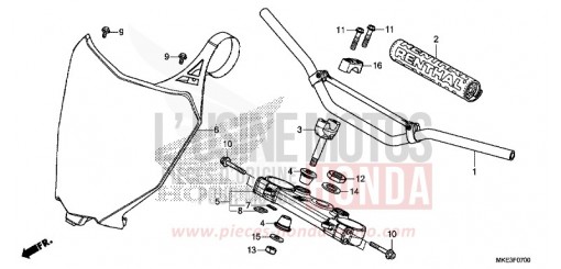 ROHRGRIFF/OBERE BRUECKE CRF450RXJ de 2018